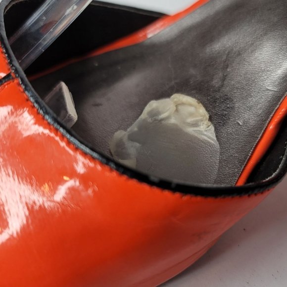 ASHRO Orange Faux Leather Strappy Peep Toe Heels - Women's sz 10 - Picture 4 of 6
